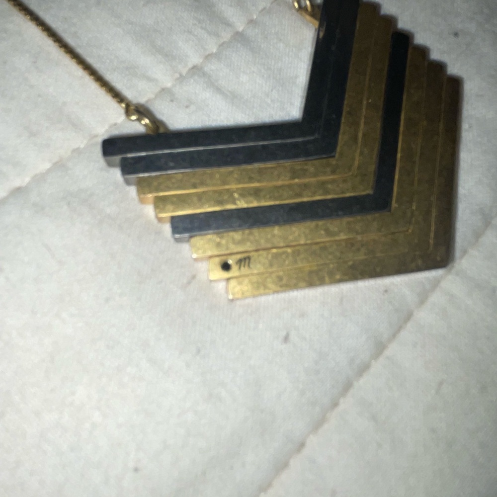 Madewell Gold and Silver tone Chevron Necklace Adjustable Chain - Picture 4 of 13